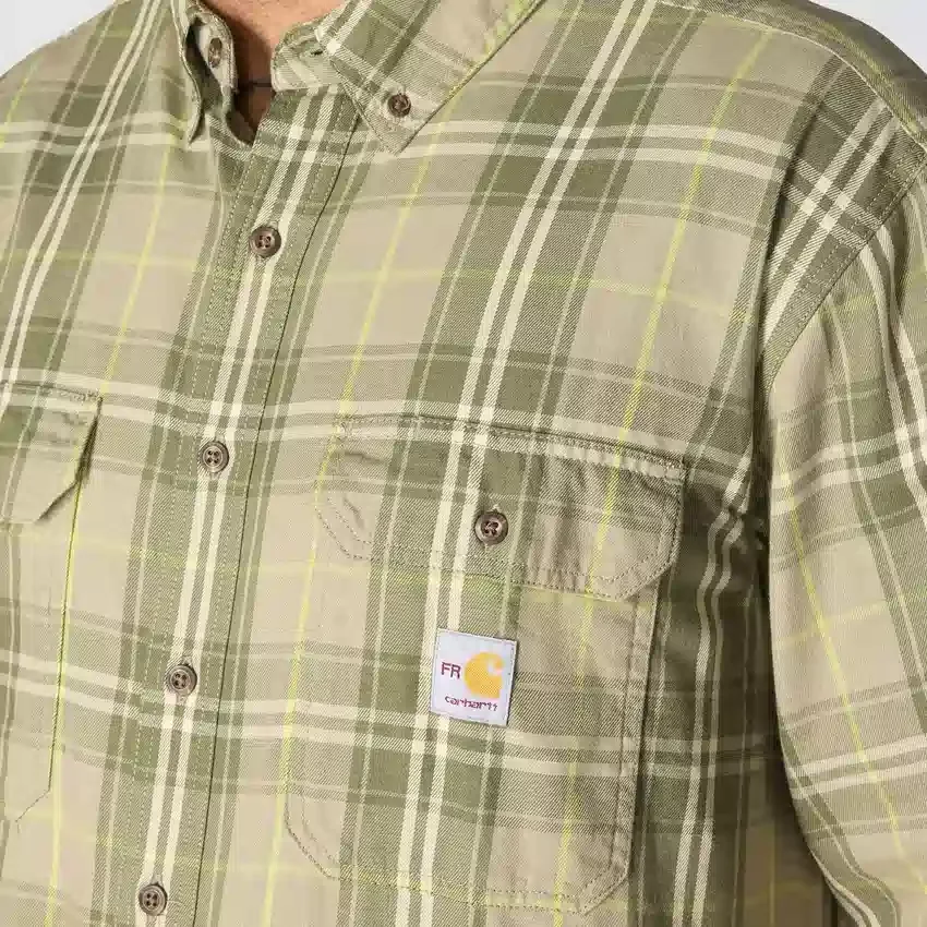 Herren-Hemd mit lockerer Passform, langen Armlingen und Twill-Karomuster – flammhemmende Hemden