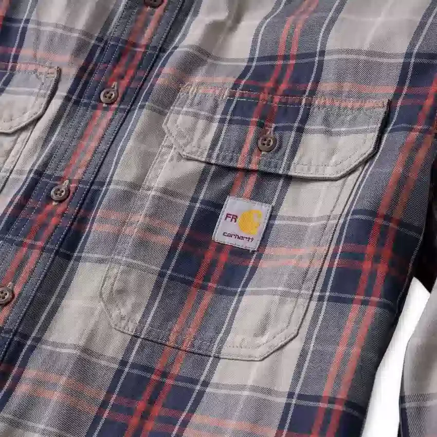 Herren-Hemd mit lockerer Passform, langen Armlingen und Twill-Karomuster – flammhemmende Hemden