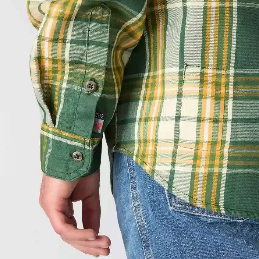 Herren-Hemd mit lockerer Passform, langen Armlingen und Twill-Karomuster – flammhemmende Hemden
