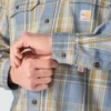Herren-Hemd mit lockerer Passform, langen Armlingen und Twill-Karomuster – flammhemmende Hemden