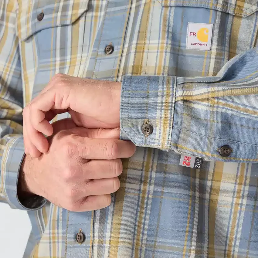 Herren-Hemd mit lockerer Passform, langen Armlingen und Twill-Karomuster – flammhemmende Hemden