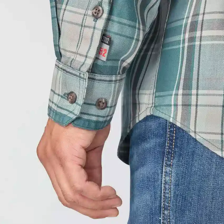 Herren-Hemd mit lockerer Passform, langen Armlingen und Twill-Karomuster – flammhemmende Hemden