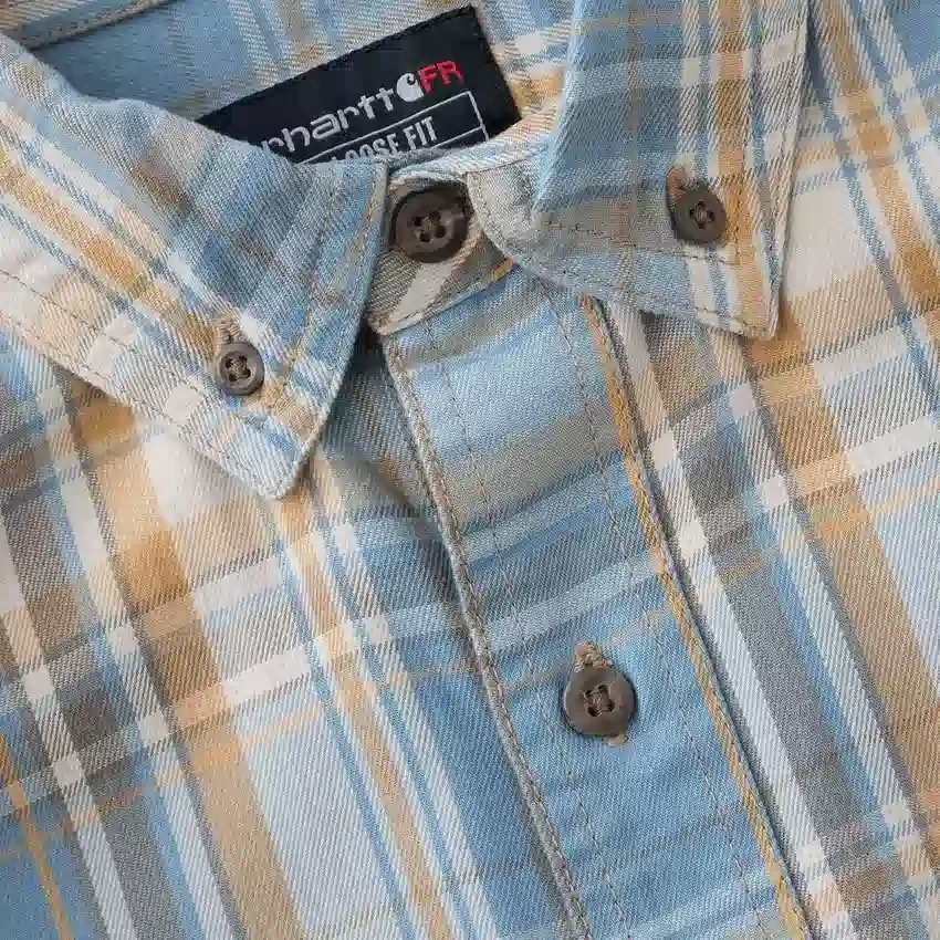 Herren-Hemd mit lockerer Passform, langen Armlingen und Twill-Karomuster – flammhemmende Hemden