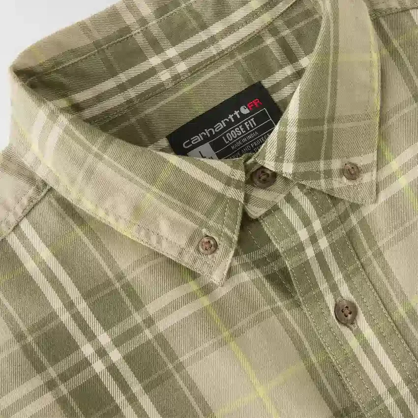 Herren-Hemd mit lockerer Passform, langen Armlingen und Twill-Karomuster – flammhemmende Hemden