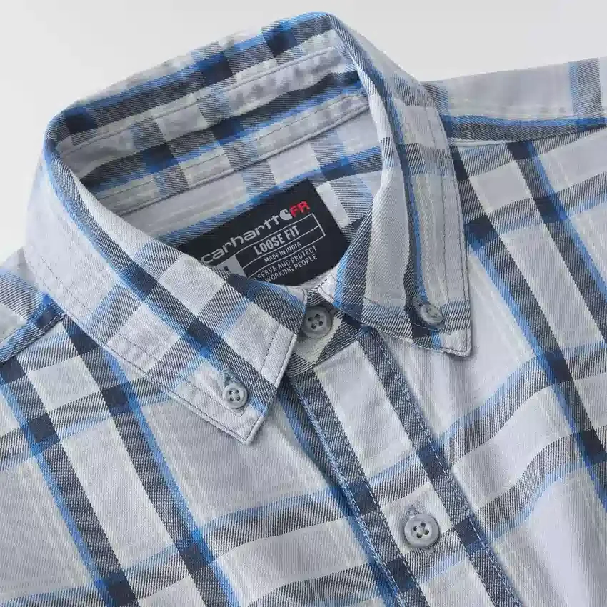 Herren-Hemd mit lockerer Passform, langen Armlingen und Twill-Karomuster – flammhemmende Hemden