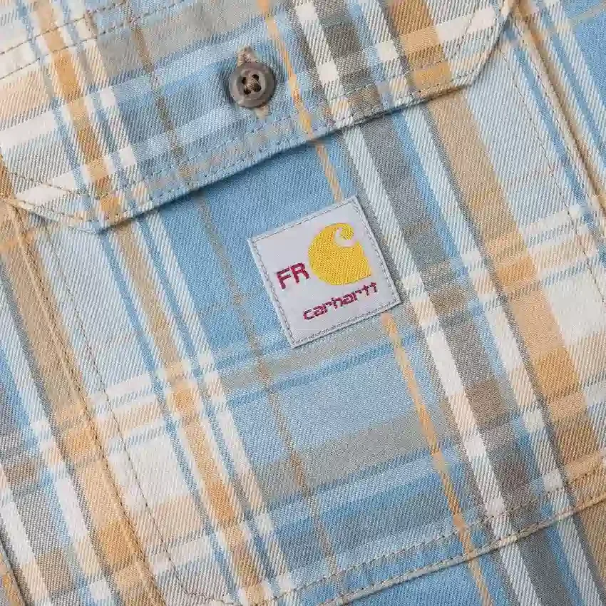 Herren-Hemd mit lockerer Passform, langen Armlingen und Twill-Karomuster – flammhemmende Hemden