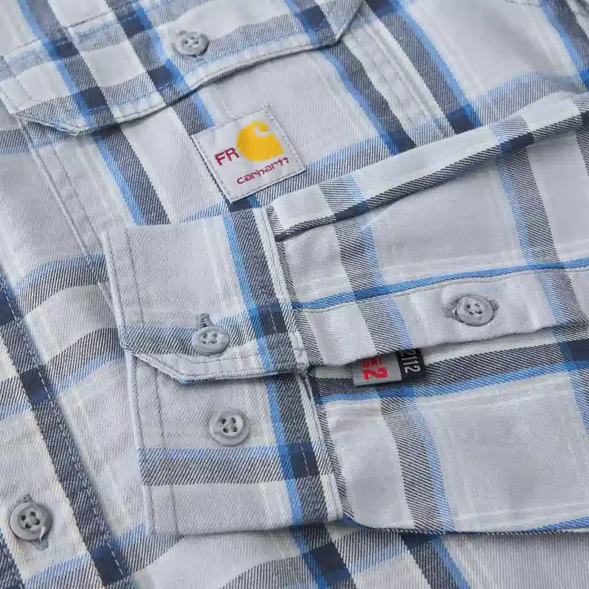 Herren-Hemd mit lockerer Passform, langen Armlingen und Twill-Karomuster – flammhemmende Hemden
