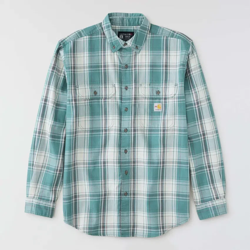 Herren-Hemd mit lockerer Passform, langen Armlingen und Twill-Karomuster – flammhemmende Hemden