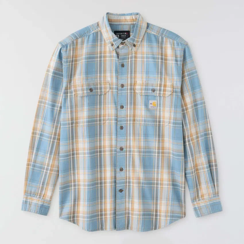 Herren-Hemd mit lockerer Passform, langen Armlingen und Twill-Karomuster – flammhemmende Hemden