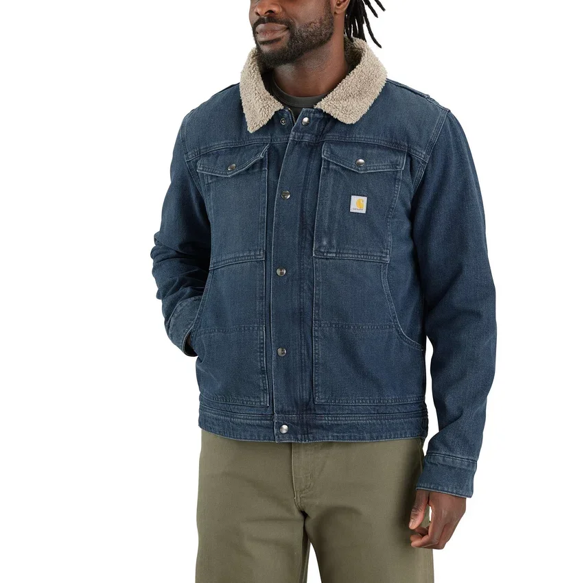 Herren-Jeansjacke mit Sherpa-Futter und lockerer Passform