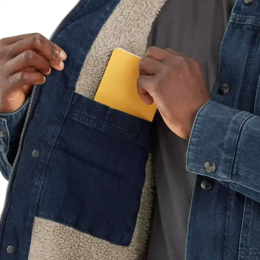 Herren-Jeansjacke mit Sherpa-Futter und lockerer Passform