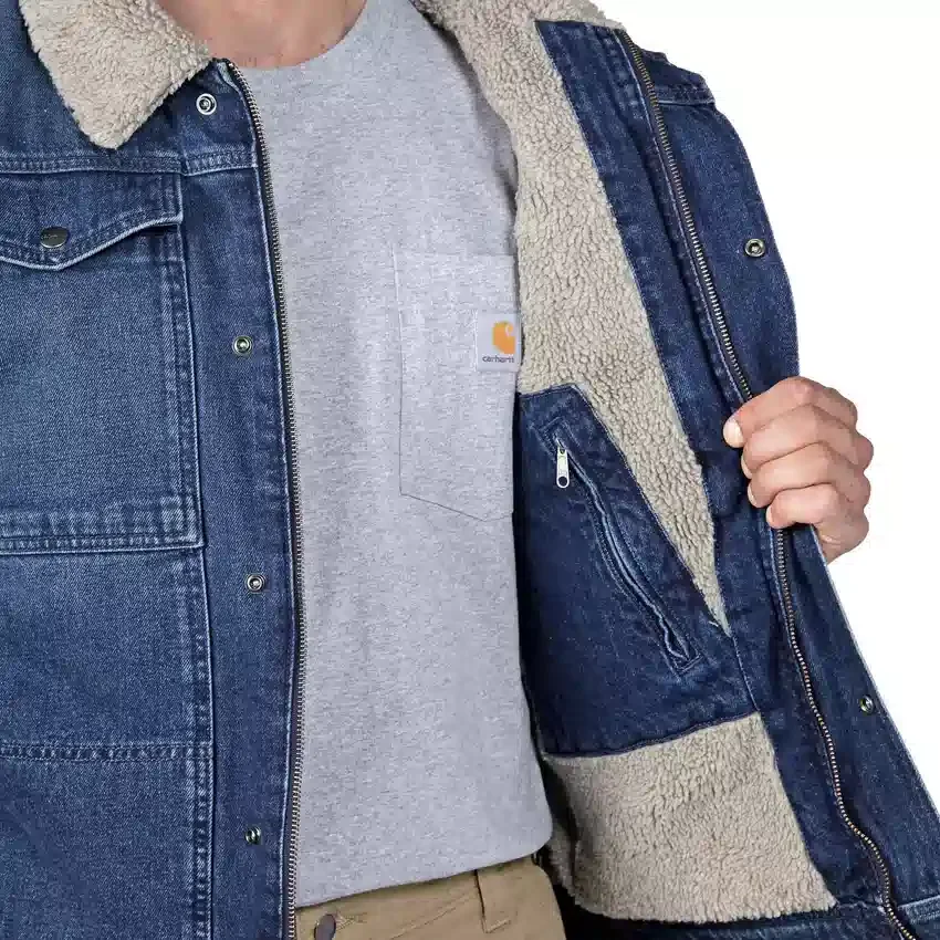 Herren-Jeansjacke mit Sherpa-Futter und lockerer Passform