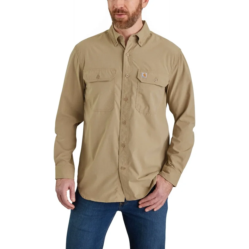 Herren-Langarmhemd «Force Sun Defender™» aus Chambray in lockerer Passform – Sonnenschutz-Hemden