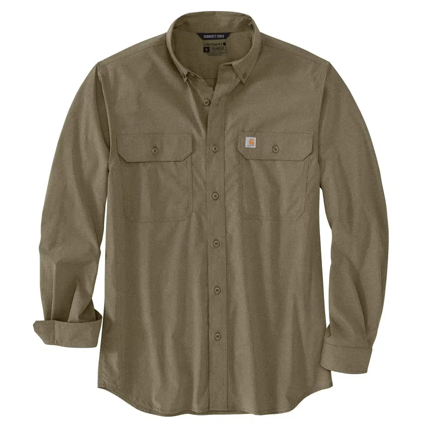 Herren-Langarmhemd «Force Sun Defender™» aus Chambray in lockerer Passform – Sonnenschutz-Hemden
