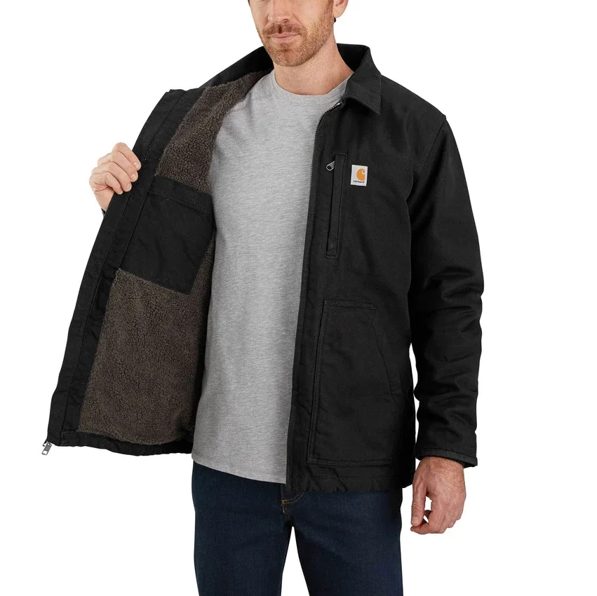 Herren-Ridge-Mantel aus gewaschenem Duck-Stoff mit Sherpa-Futter
