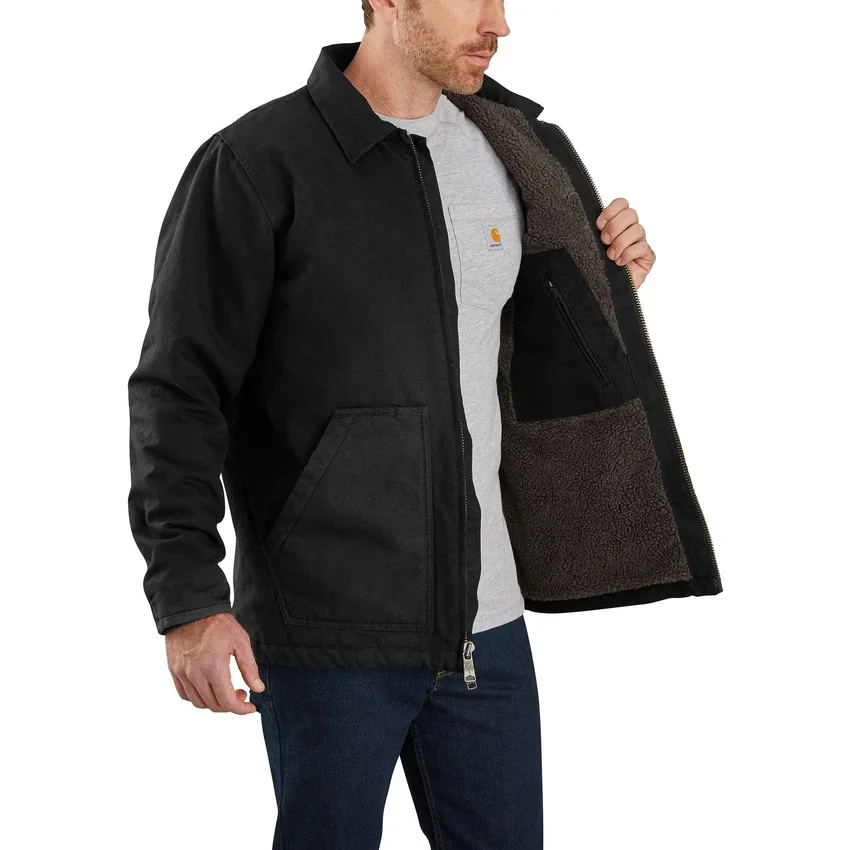 Herren-Ridge-Mantel aus gewaschenem Duck-Stoff mit Sherpa-Futter