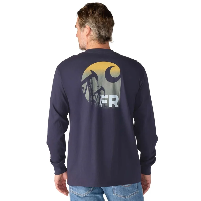 Herren-T-Shirt «Force Irvine FR» mit langem Armling und Oil-Rig-Motiv – flammhemmende Hemden