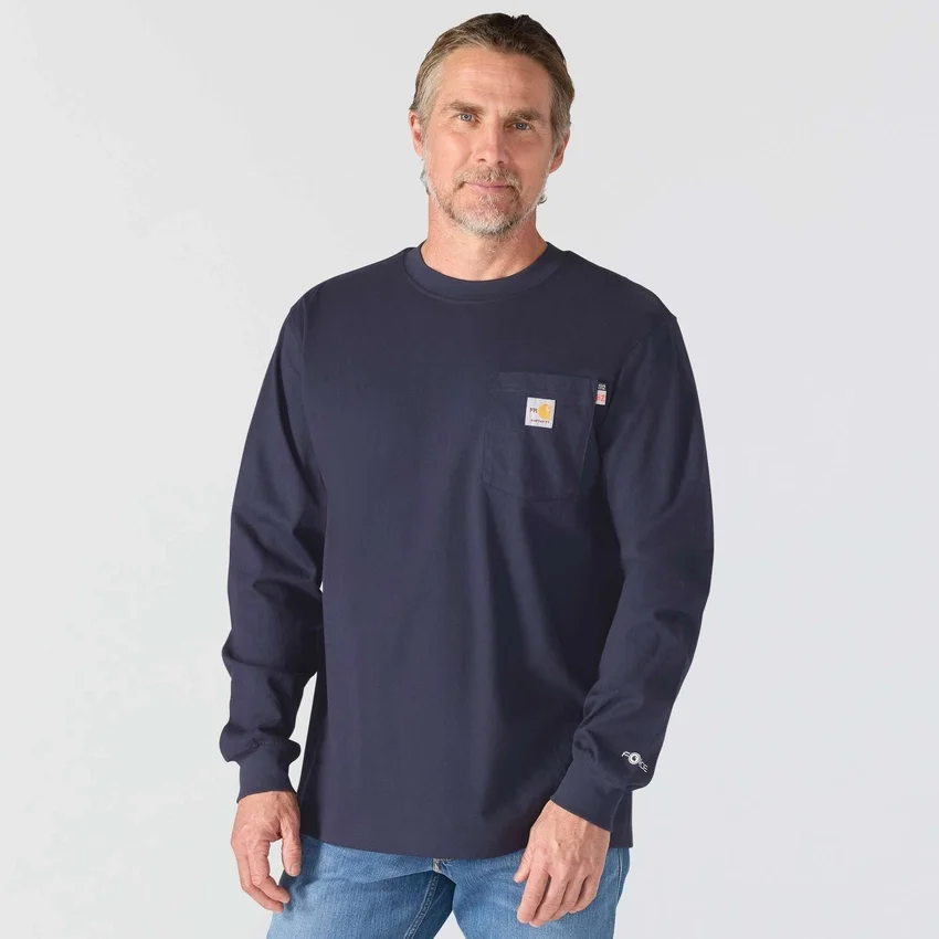 Herren-T-Shirt «Force Irvine FR» mit langem Armling und Oil-Rig-Motiv – flammhemmende Hemden
