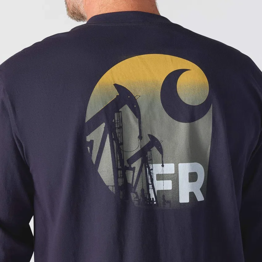 Herren-T-Shirt «Force Irvine FR» mit langem Armling und Oil-Rig-Motiv – flammhemmende Hemden