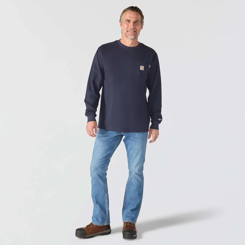 Herren-T-Shirt «Force Irvine FR» mit langem Armling und Oil-Rig-Motiv – flammhemmende Hemden