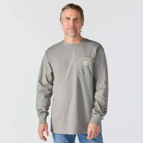 Herren-T-Shirt «Force Irvine Fr» mit langen Armlingen und Flammen-Motiv – flammhemmende Hemden