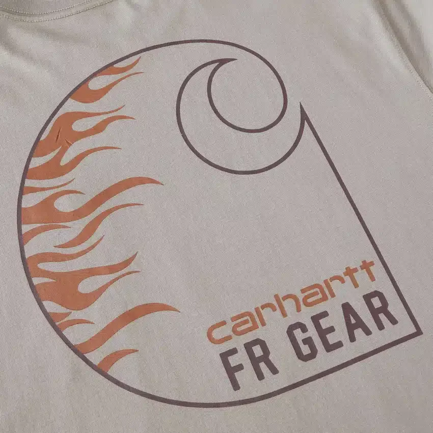 Herren-T-Shirt «Force Irvine Fr» mit langen Armlingen und Flammen-Motiv – flammhemmende Hemden