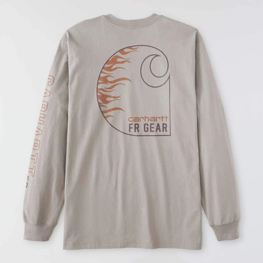 Herren-T-Shirt «Force Irvine Fr» mit langen Armlingen und Flammen-Motiv – flammhemmende Hemden