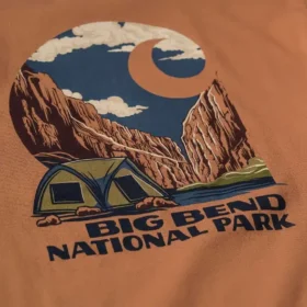 Herren-T-Shirt mit Grafik zum Big Bend-Nationalpark, schweres Material, mit Armlingen