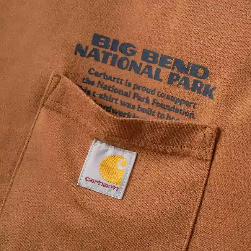 Herren-T-Shirt mit Grafik zum Big Bend-Nationalpark, schweres Material, mit Armlingen