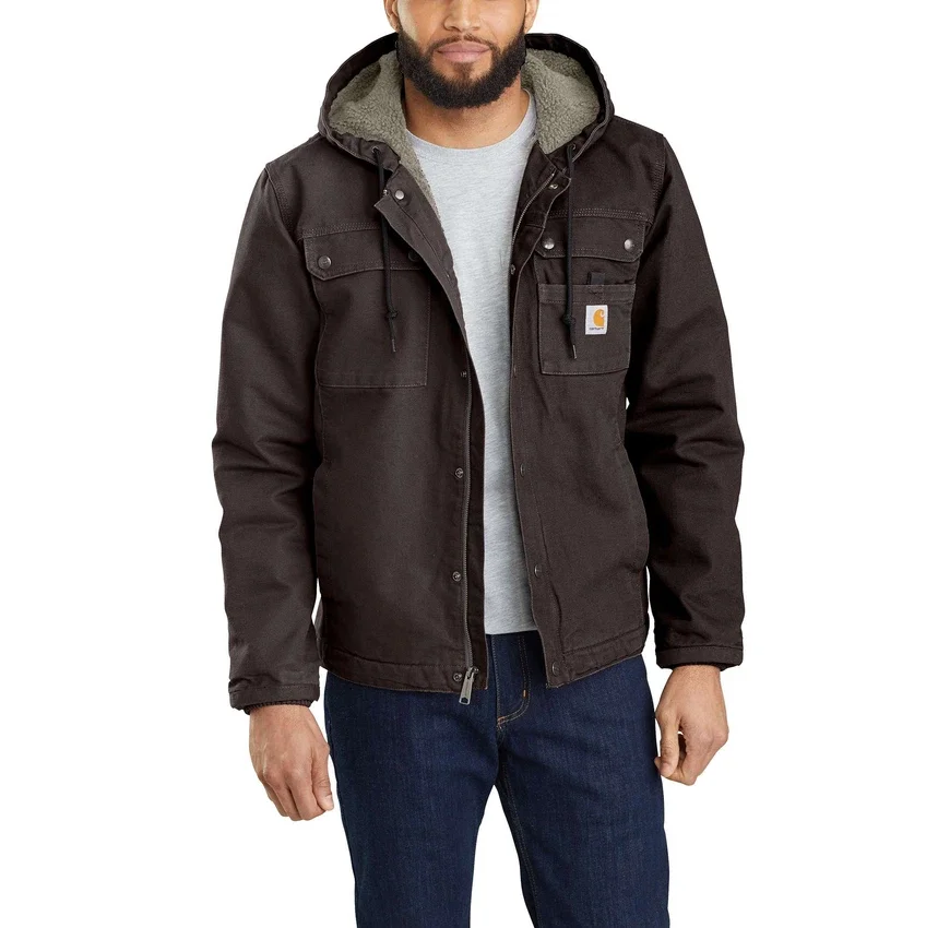 Herren-Utility-Jacke aus gewaschenem Enten-Canvas mit Sherpa-Futter