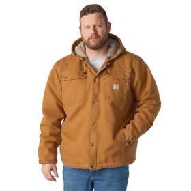 Herren-Utility-Jacke aus gewaschenem Enten-Canvas mit Sherpa-Futter