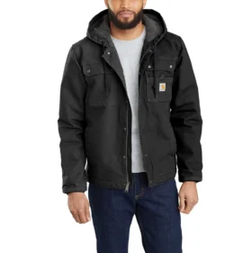 Herren-Utility-Jacke aus gewaschenem Enten-Canvas mit Sherpa-Futter