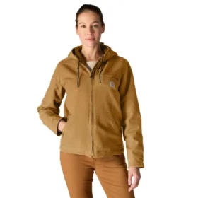 Ikonische Sierra-Jacke für Damen aus gewaschenem Entenstoff mit Sherpa-Futter