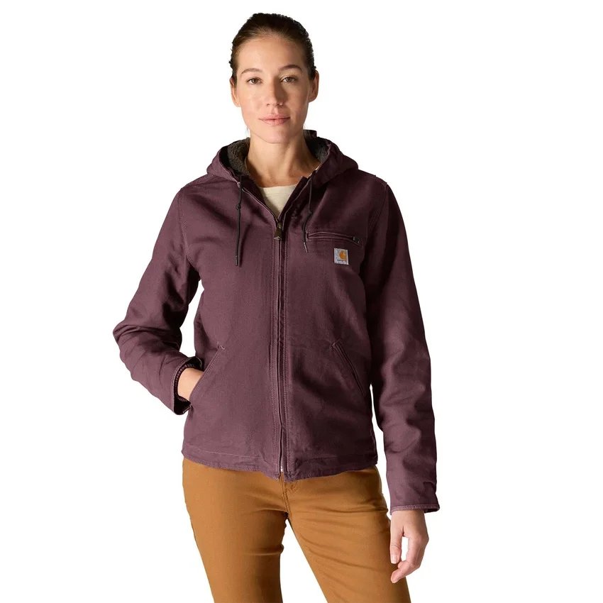 Ikonische Sierra-Jacke für Damen aus gewaschenem Entenstoff mit Sherpa-Futter