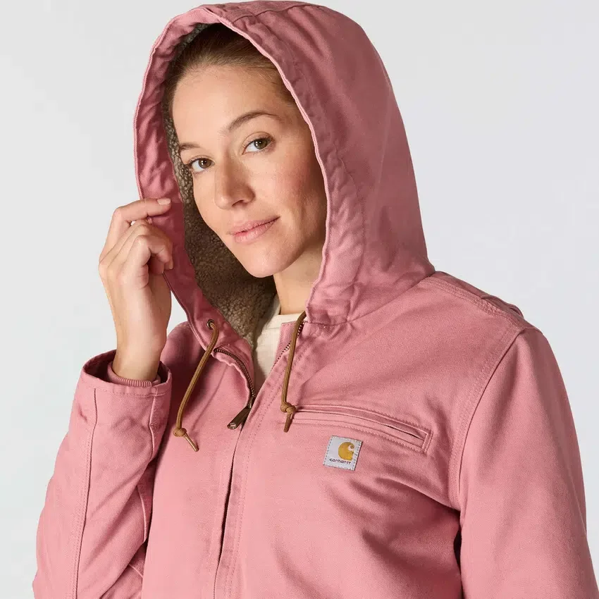 Ikonische Sierra-Jacke für Damen aus gewaschenem Entenstoff mit Sherpa-Futter