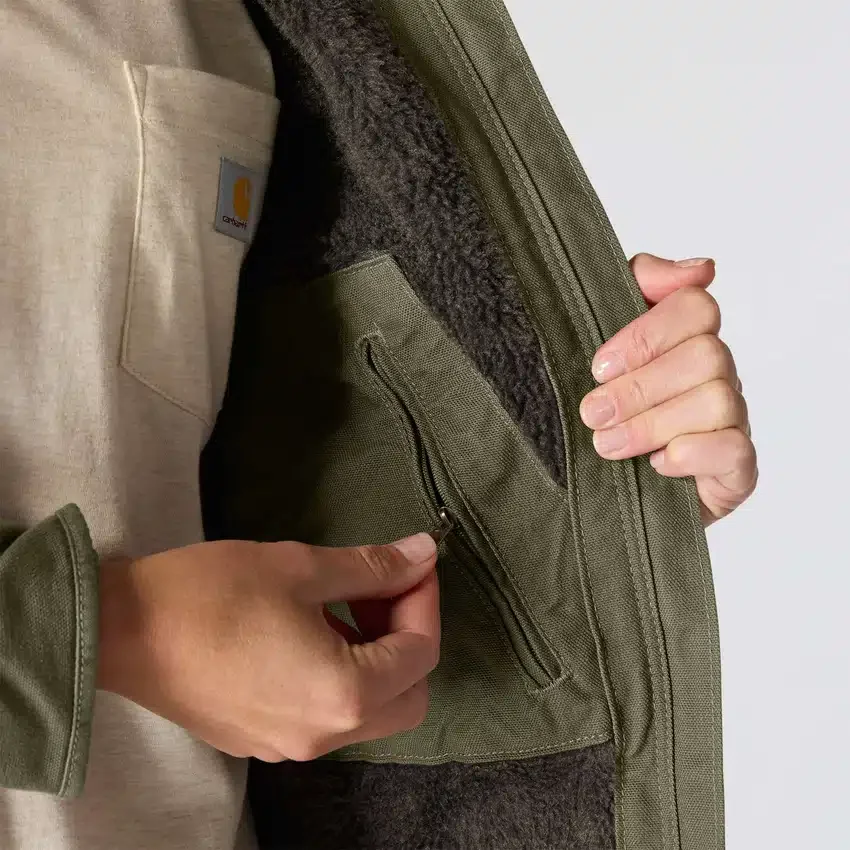 Ikonische Sierra-Jacke für Damen aus gewaschenem Entenstoff mit Sherpa-Futter