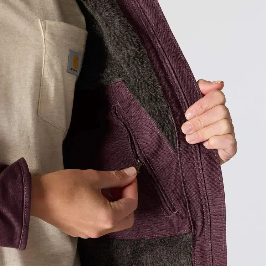 Ikonische Sierra-Jacke für Damen aus gewaschenem Entenstoff mit Sherpa-Futter