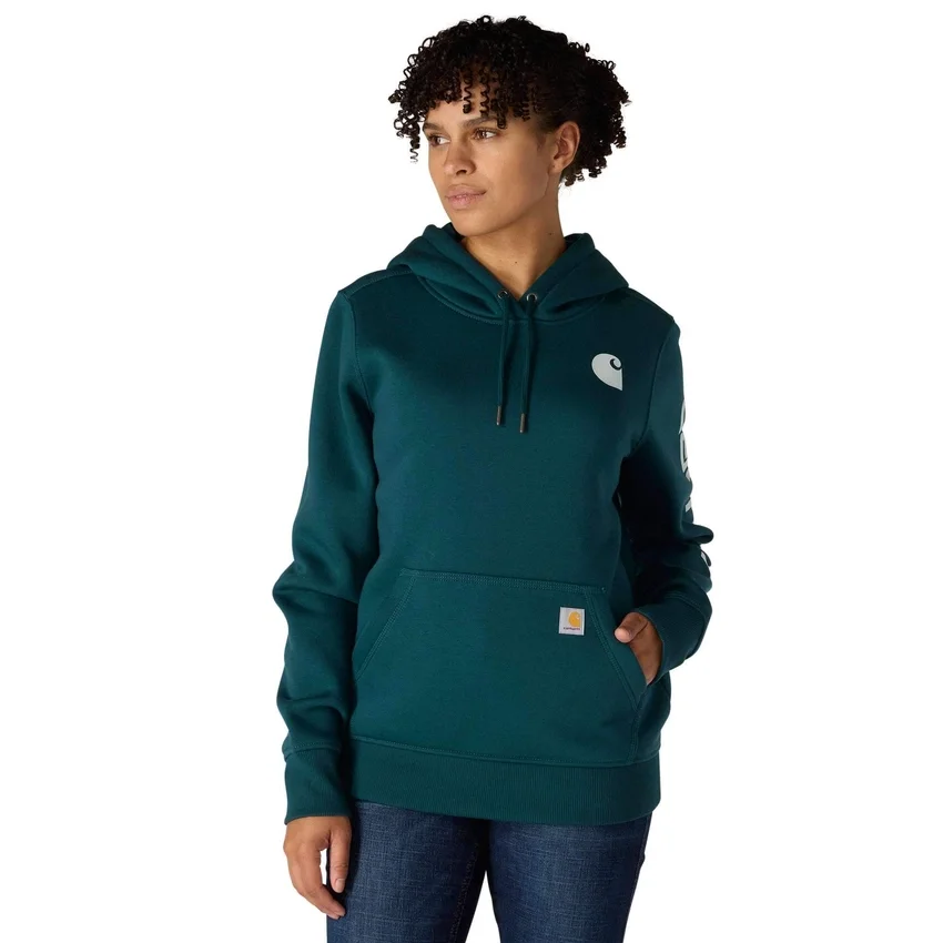Ikonischer Clarksburg-Hoodie für Damen mit lockerem Schnitt, Fleecefutter und Logo