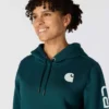 Ikonischer Clarksburg-Hoodie für Damen mit lockerem Schnitt, Fleecefutter und Logo