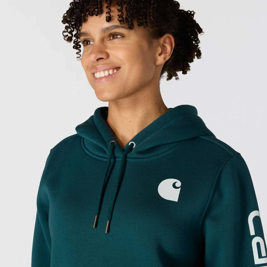 Ikonischer Clarksburg-Hoodie für Damen mit lockerem Schnitt, Fleecefutter und Logo