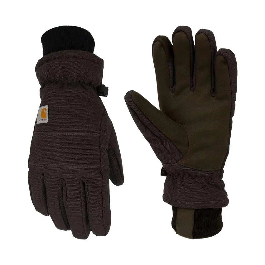 Isolierter Handschuh aus Baumwoll-Duck mit Kunstleder und geripptem Strickbund