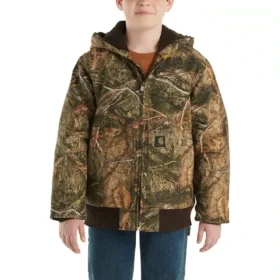 Jungen-Camo-Jacke aus Canvas mit Reissverschluss vorne und Kapuze (Kinder/Jugend)
