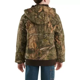 Jungen-Camo-Jacke aus Canvas mit Reissverschluss vorne und Kapuze (Kinder/Jugend)