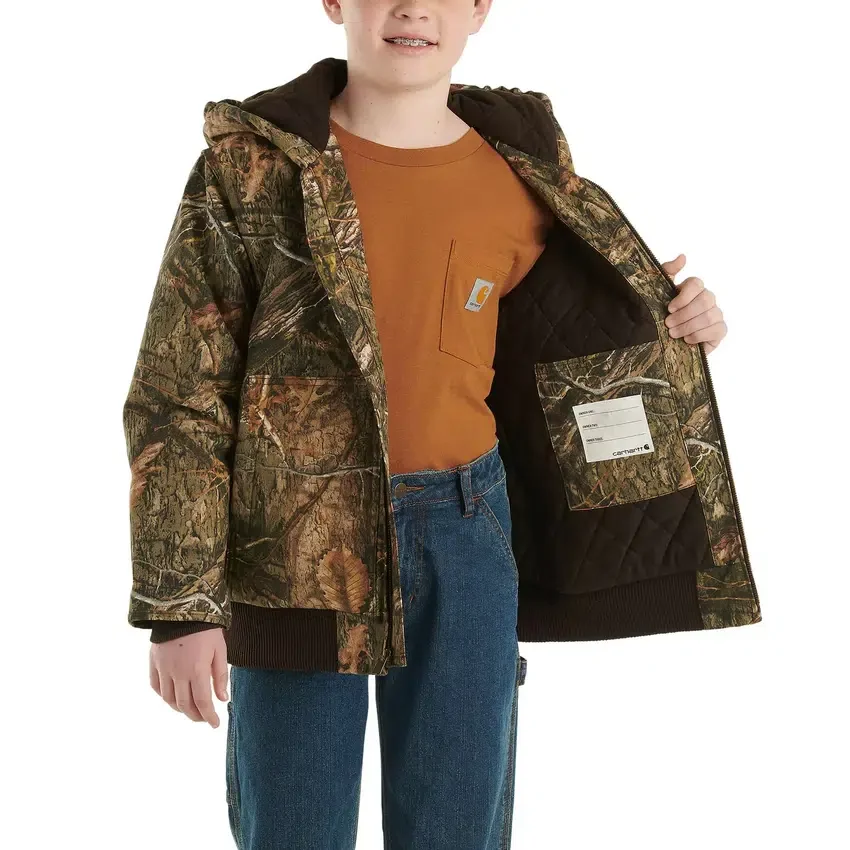 Jungen-Camo-Jacke aus Canvas mit Reissverschluss vorne und Kapuze (Kinder/Jugend)