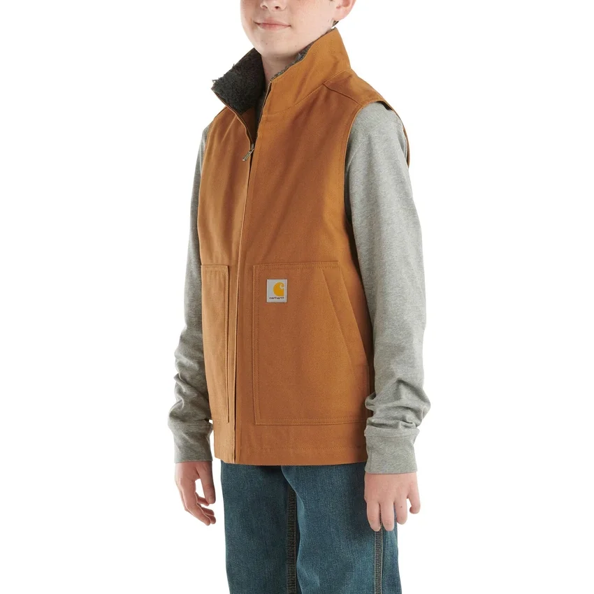 Jungen-Weste aus Canvas mit Reissverschluss vorne und Sherpa-Futter