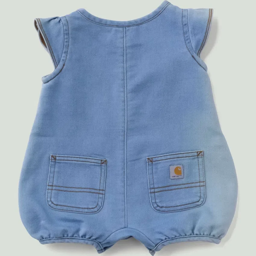 Kurzarm-Denim-Henley-Strampler für Mädchen (Baby)