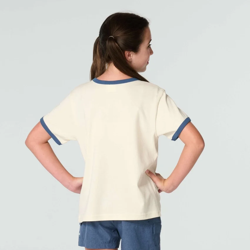 Kurzarm-Hemd für Mädchen mit Blumenmuster und «C»-Ringer-Schnitt (Kinder/Kleinkinder/Jugendliche)