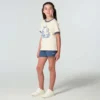 Kurzarm-Hemd für Mädchen mit Blumenmuster und «C»-Ringer-Schnitt (Kinder/Kleinkinder/Jugendliche)