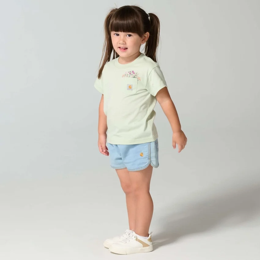 Kurzarm-Hemd mit Brusttasche für Mädchen (Kinder/Kleinkinder/Jugendliche)