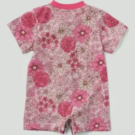 Kurzarm-Henley-Strampler mit Blumentruck und Taschen für Mädchen (Baby)